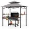 8x5 Ft Outdoor Grill Gazebo with Shelves, Hooks & Storage Basket